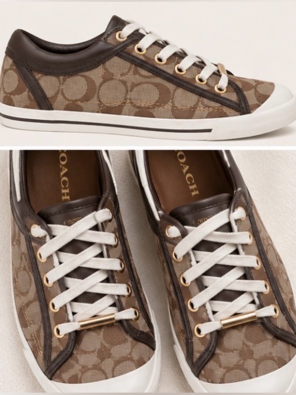 Coach Francesca Signature C Canvas Sneakers Brown Tan Low Top Shoe Sz 9B - Picture 11 of 11